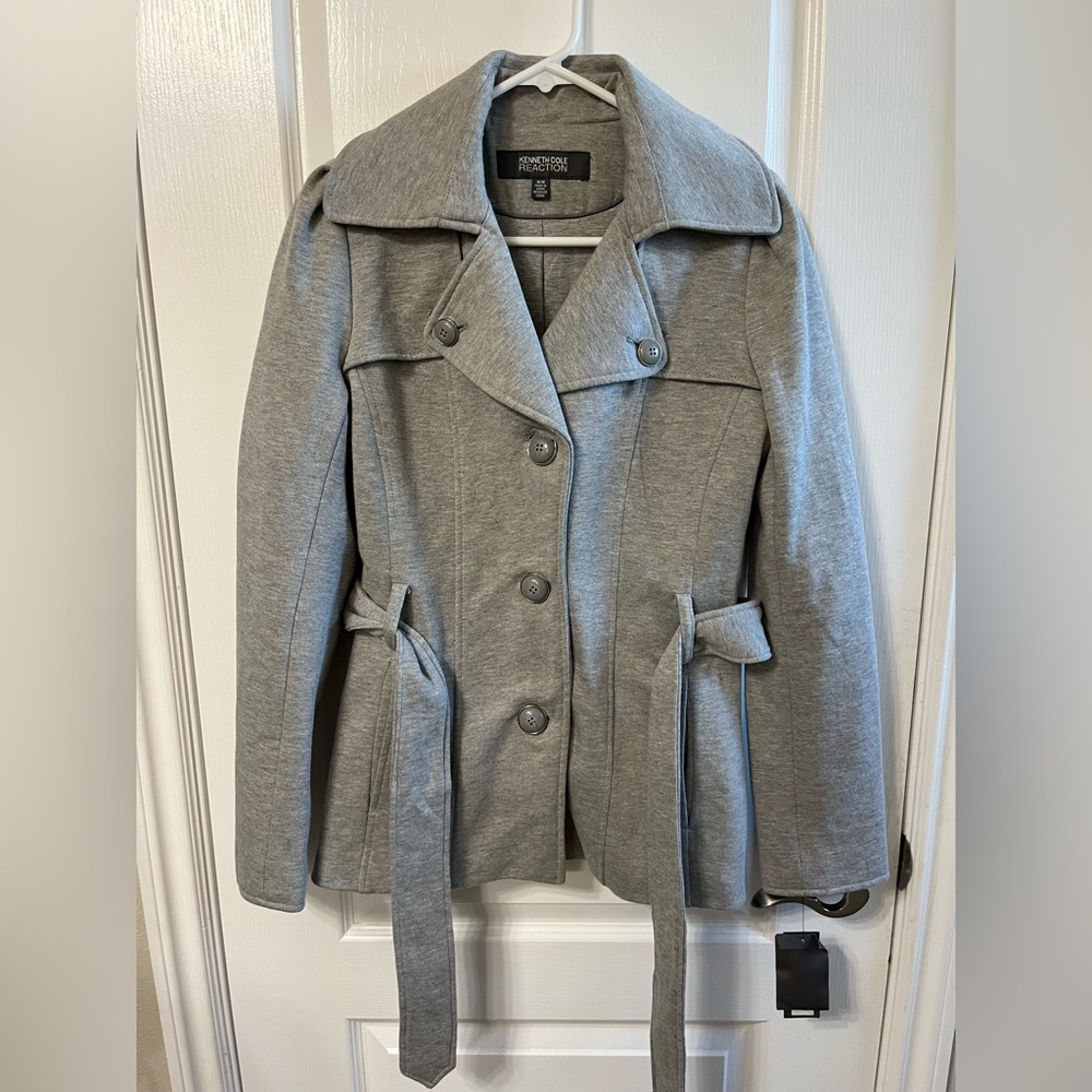 NEW Kenneth Cole Reaction Cotton Pea Coat Grey Size M